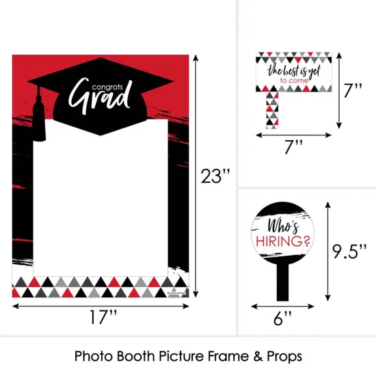 Big Dot of Happiness Red Grad - Best is Yet to Come - Red Graduation Party Selfie Photo Booth Picture Frame & Props - Printed on Sturdy Material {6}