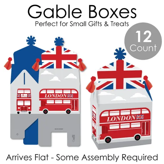 Big Dot of Happiness Cheerio, London - Treat Box Party Favors - British UK Party Goodie Gable Boxes - Set of 12 {7}