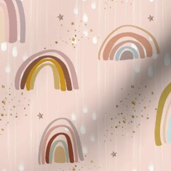 Various Fabrics by the Yard or Fat Quarter Rainbow Boho Stars Blush Pink Custom Printed Fabric by Spoonflower {7}