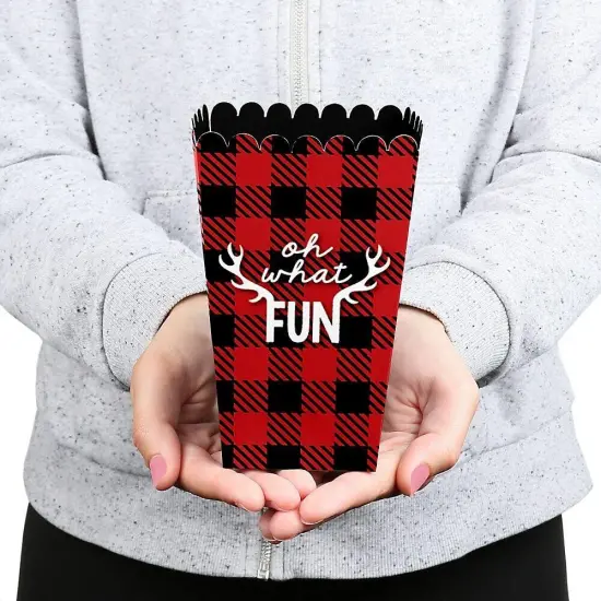 Big Dot of Happiness Prancing Plaid - Christmas and Holiday Buffalo Plaid Party Favor Popcorn Treat Boxes - Set of 12 {6}