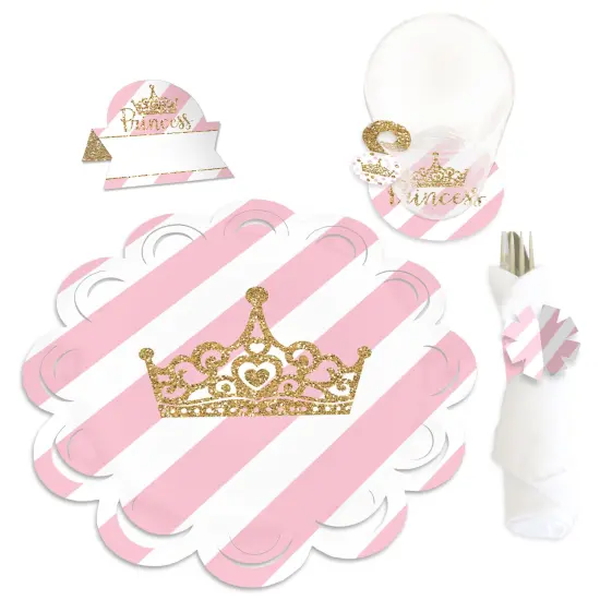 Big Dot of Happiness Little Princess Crown - Baby Shower or Birthday Party Paper Charger and Table Decorations - Chargerific Kit - Place Setting for 8 {1}