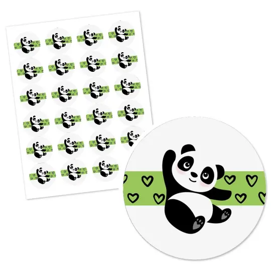 Big Dot of Happiness Party Like a Panda Bear - Baby Shower or Birthday Party Circle Sticker Labels - 24 Count {3}
