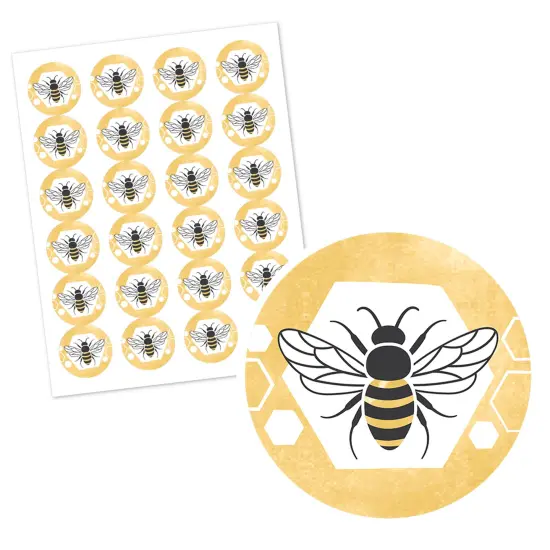 Big Dot of Happiness Little Bumblebee - Bee Baby Shower or Birthday Party Circle Sticker Labels - 24 Count {3}