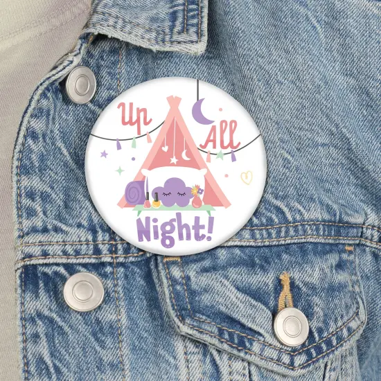 Big Dot of Happiness Pajama Slumber Party - 3 inch Girls Sleepover Birthday Party Badge - Pinback Buttons - Set of 8 {4}