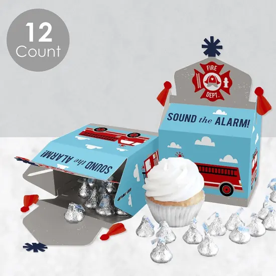 Big Dot of Happiness Fired Up Fire Truck - Treat Box Party Favors - Firefighter Firetruck Baby Shower or Birthday Party Goodie Gable Boxes - Set of 12 {4}