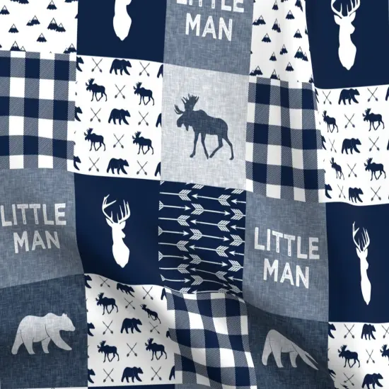 Various Fabrics by the Yard or Fat Quarter Navy Blue, Woodland, Bear, Moose, Deer, Mountain, Wholecloth, Cheater Quilt Top, Boy, Patchwork, Animals Custom Printed Fabric by Spoonflower {5}