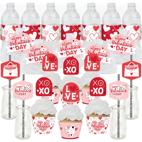 Big Dot of Happiness Happy Valentine&rsquo;s Day - Valentine Hearts Party Favors and Cupcake Kit - Fabulous Favor Party Pack - 100 Pieces {1}