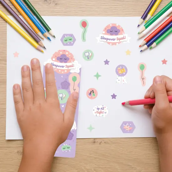 Big Dot of Happiness Pajama Slumber Party - Girls Sleepover Birthday Party Favor Kids Stickers - 16 Sheets - 256 Stickers {7}