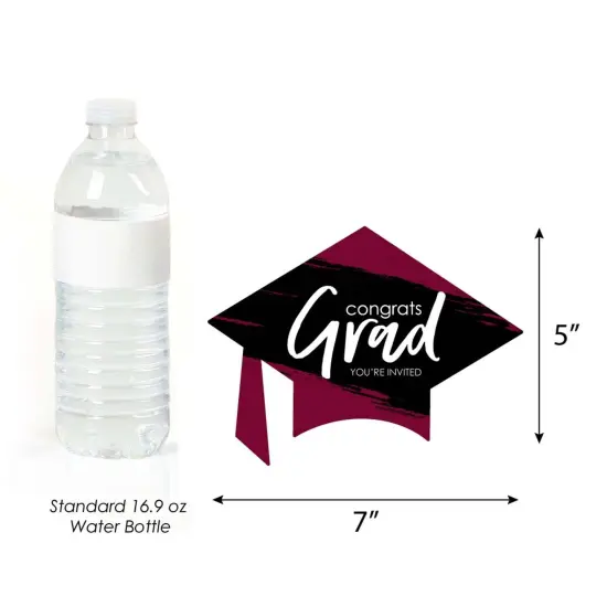 Big Dot of Happiness Maroon Graduation Party Invitations - Shaped Fill-In Invite Cards with Envelopes - Set of 12 {6}