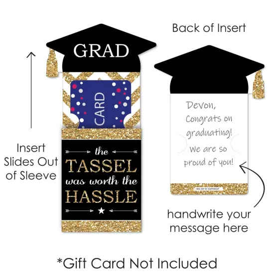 Big Dot of Happiness Tassel Worth The Hassle - Gold - Graduation Party Money and Gift Card Sleeves - Nifty Gifty Card Holders - Set of 8 {7}