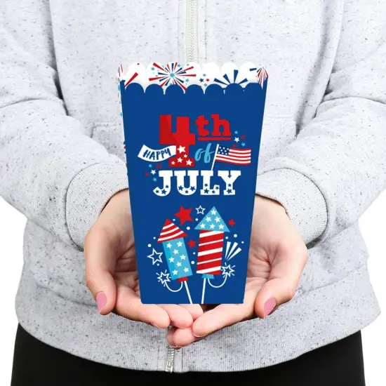 Big Dot of Happiness Firecracker 4th of July - Red, White and Royal Blue Party Favor Popcorn Treat Boxes - Set of 12 {6}