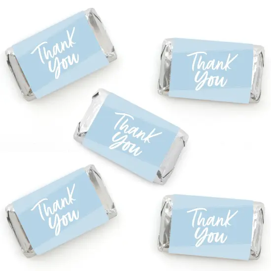 Big Dot of Happiness Dusty Blue Elegantly Simple - Mini Candy Bar Wrapper Stickers Party Small Favors 40 Ct {1}