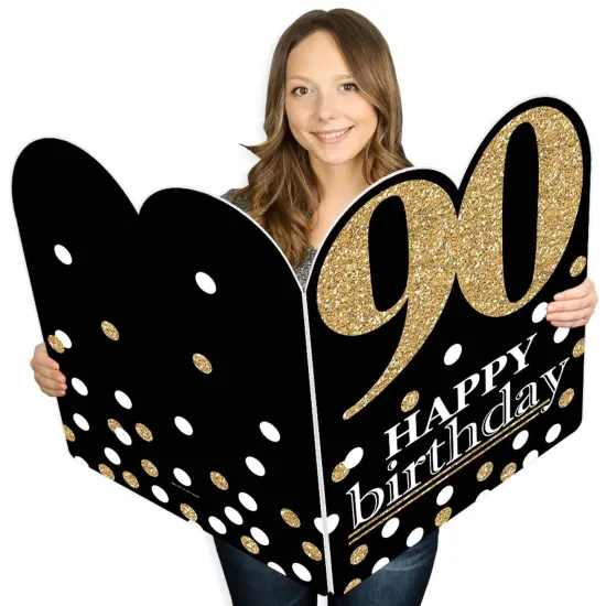 Big Dot of Happiness Adult 90th Birthday - Gold - Happy Birthday Giant Greeting Card - Big Shaped Jumborific Card {1}