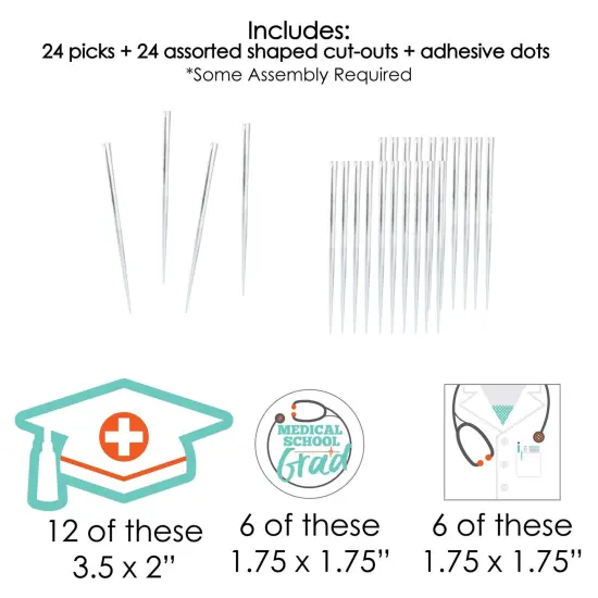 Big Dot of Happiness Medical School Grad - Dessert Cupcake Toppers - Doctor Graduation Party Clear Treat Picks - Set of 24 {7}