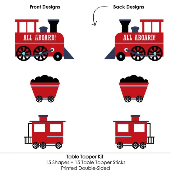 Big Dot of Happiness Railroad Party Crossing - Steam Train Birthday Party or Baby Shower Centerpiece Sticks - Table Toppers - Set of 15 {6}