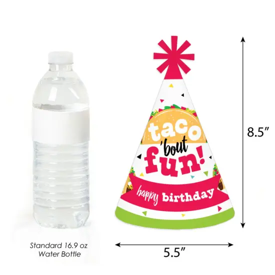 Big Dot of Happiness Taco &lsquo;Bout Fun - Cone Happy Birthday Party Hats for Kids and Adults - Set of 8 (Standard Size) {4}