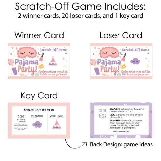 Big Dot of Happiness Pajama Slumber Party - Girls Sleepover Birthday Party Game Scratch Off Cards - 22 Count {6}