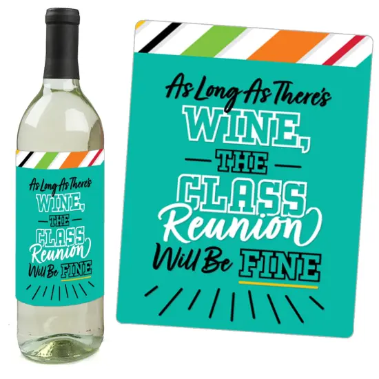 Big Dot of Happiness Still Got Class - High School Reunion Party Decorations for Women and Men - Wine Bottle Label Stickers - Set of 4 {6}