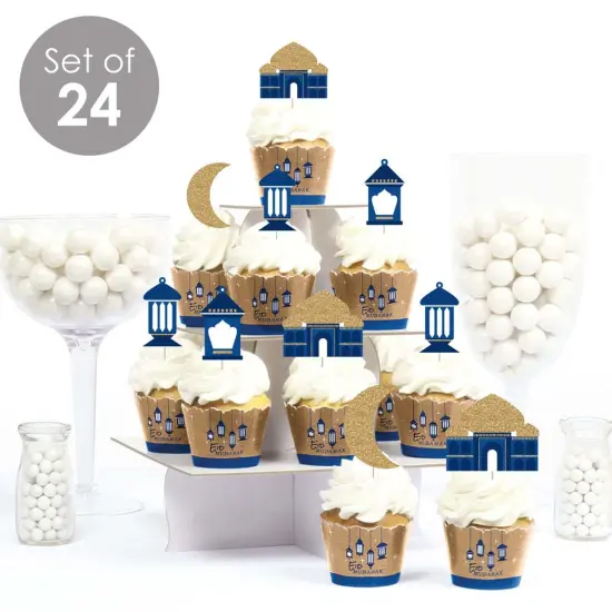 Big Dot of Happiness Eid Mubarak Cupcake Decoration - Ramadan Cupcake Wrappers and Treat Picks Kit - Set of 24 {3}