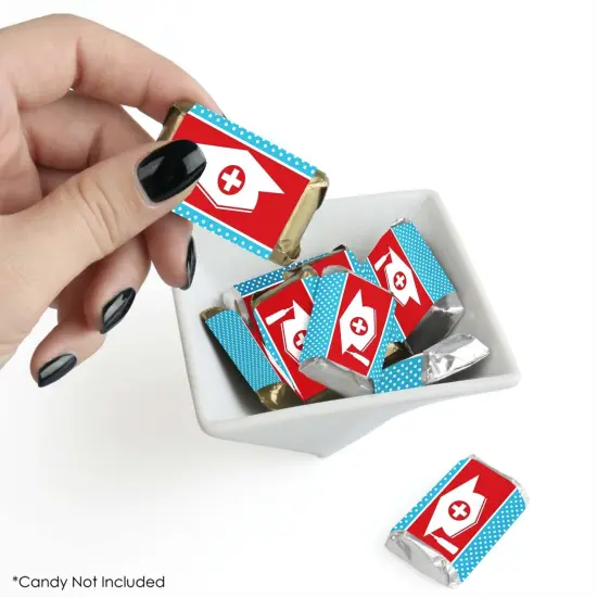 Big Dot of Happiness Nurse Graduation - Mini Candy Bar Wrapper Stickers - Medical Nursing Graduation Party Small Favors - 40 Count {3}