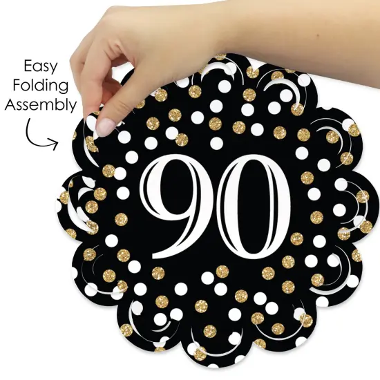 Big Dot of Happiness Adult 90th Birthday - Gold - Birthday Party Round Table Decorations - Paper Chargers - Place Setting For 12 {6}