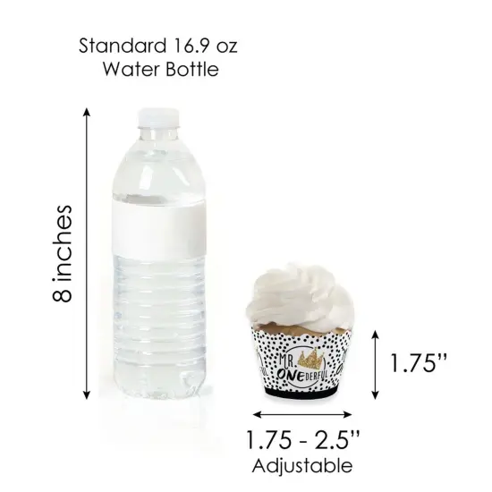 Big Dot of Happiness 1st Birthday Little Mr. Onederful - Cupcake Decor - Boy First Birthday Party Cupcake Wrappers and Treat Picks Kit - Set of 24 {7}