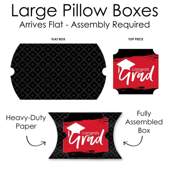 Big Dot of Happiness Red Grad - Best is Yet to Come - Favor Gift Boxes - Red Graduation Party Large Pillow Boxes - Set of 12 {7}