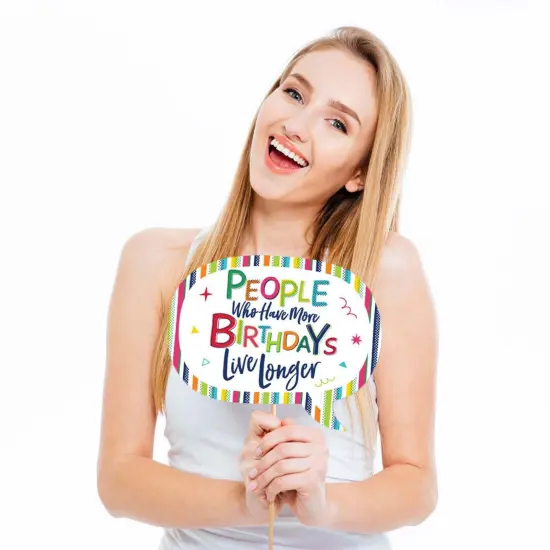 Big Dot of Happiness Funny 70th Birthday - Cheerful Happy Birthday - Colorful Seventieth Birthday Party Photo Booth Props Kit - 10 Piece {3}
