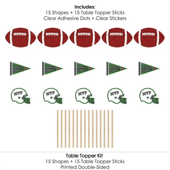 Big Dot of Happiness End Zone - Football - Baby Shower or Birthday Party Centerpiece Sticks - Table Toppers - Set of 15 {7}