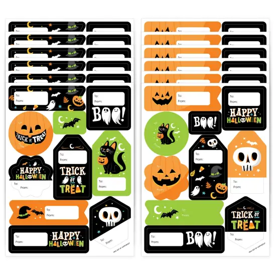 Big Dot of Happiness Jack-O'-Lantern Halloween - Assorted Kids Halloween Party Gift Tag Labels - To and From Stickers - 12 Sheets - 120 Stickers {1}