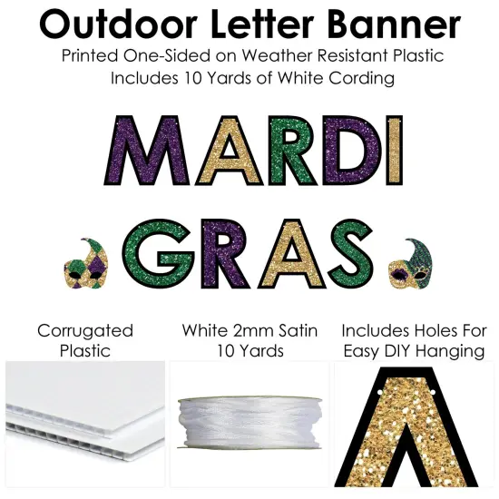 Big Dot of Happiness Mardi Gras - Masquerade Party Decorations - Mardi Gras - Outdoor Letter Banner {6}