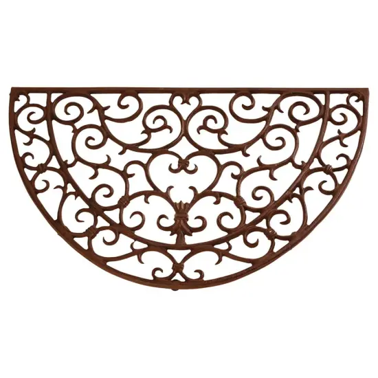 Esschert Design Classic Half Round Cast Iron Door Mat 27.2 in x 15.9 in Antique Brown {1}