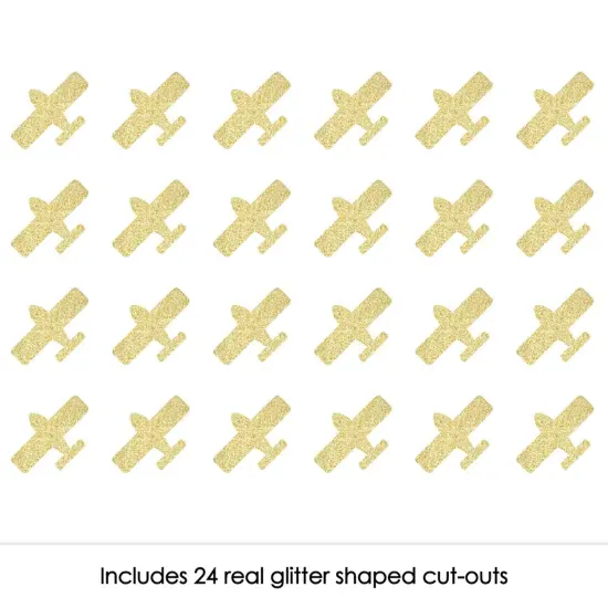 Big Dot of Happiness Gold Glitter Airplane - No-Mess Real Gold Glitter Cut-Outs - Baby Shower or Birthday Party Confetti - Set of 24 {3}