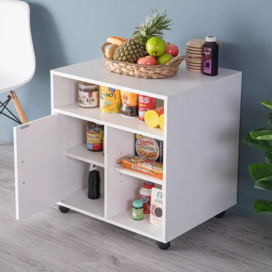 Printer Kitchen Office Storage Stand With Casters White {3}