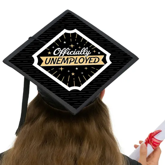 Big Dot of Happiness Officially Unemployed - Graduation Cap Decorations Kit - Grad Cap Cover {6}