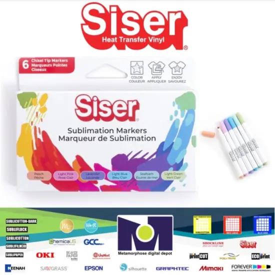 Siser Sublimation Markers -6 Iron-on Heat Transfer Markers for T-Shirts -Pastel Pack (6) {1}