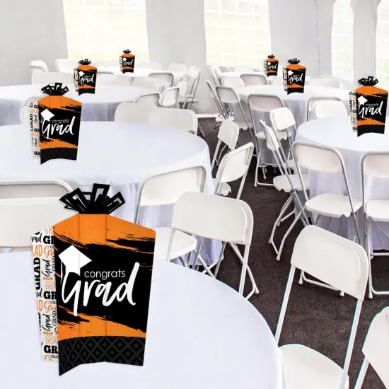 Big Dot of Happiness Orange Graduation Table Decorations - Party Fold and Flare Centerpieces - 10 Count {3}