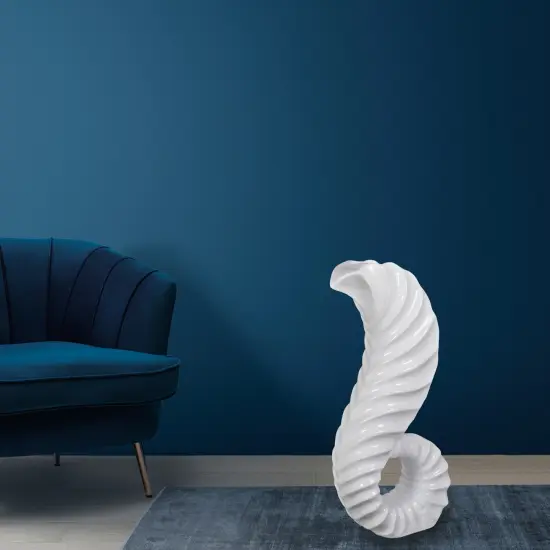 Tall Floor Vase for Home Decor, White Horn Floor Vase, 32-Inch-High Unique Decorative Vase Flower Holder, a great addition to your home Interior Decoration {2}