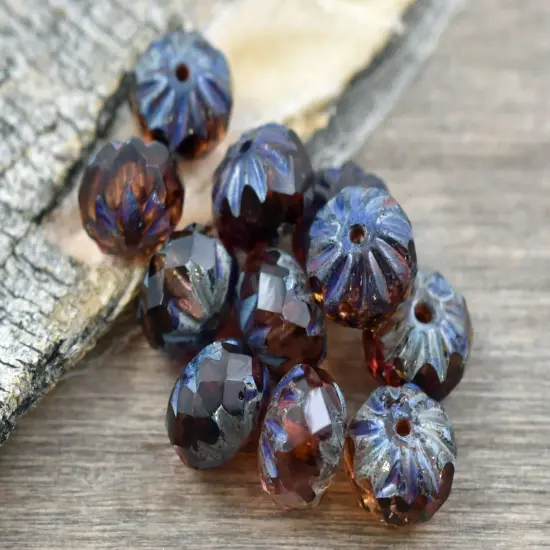 *25* 6x9mm Fuschia Crystal Picasso Fire Polish Cruller Rondelle Beads {3}