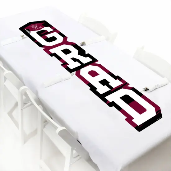 Big Dot of Happiness Maroon Graduation Banner - Vertical Shaped Banner Decorations {7}