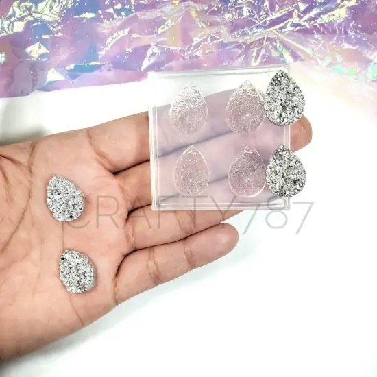 Tear Drop Druzy 13mmx18mm Silicone Mold 2 pairs(B3) {1}
