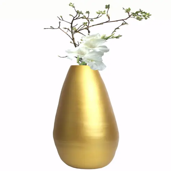 31.5" Spun Bamboo Tall Floor Vase - Sleek Metallic Finish, Elegant Home Decoration, Modern Accent Piece, Living Room Decor, Handcrafted Bamboo Art, Contemporary Interior Design, Unique Tall Vase Gold {1}