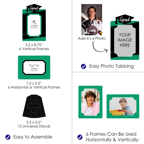 Big Dot of Happiness Green Graduation Party Centerpieces - 4x6 Picture Display - Paper Photo Frames - Set of 12 {4}