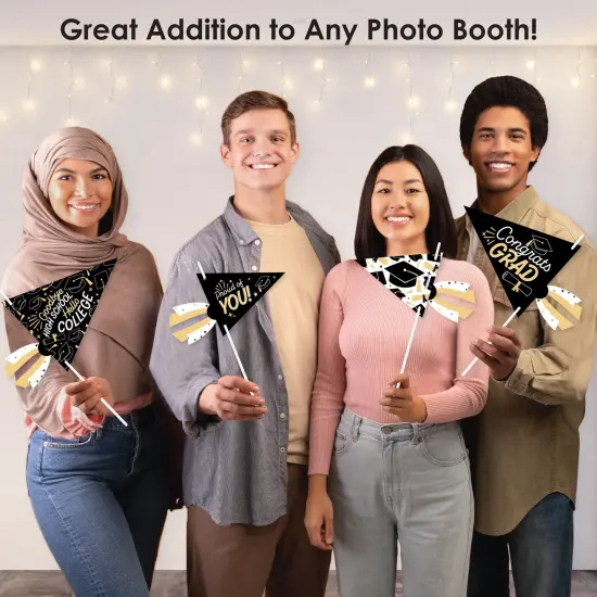 Big Dot of Happiness Goodbye High School, Hello College - Triangle Graduation Party Photo Props - Pennant Flag Centerpieces - Set of 20 {6}