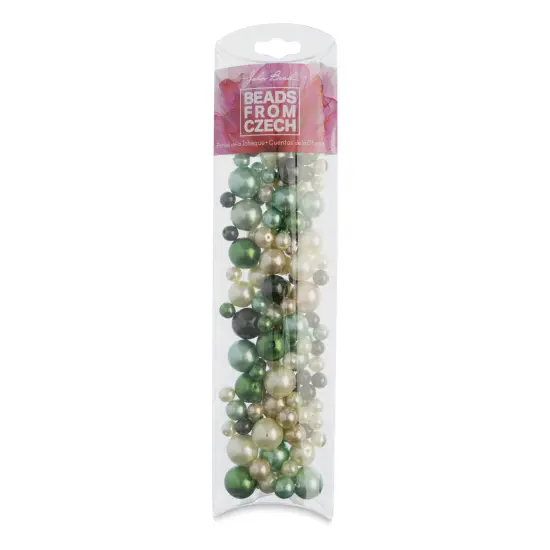 John Bead Czech Glass Bead Mix - Emerald Pearls, 100 g {1}