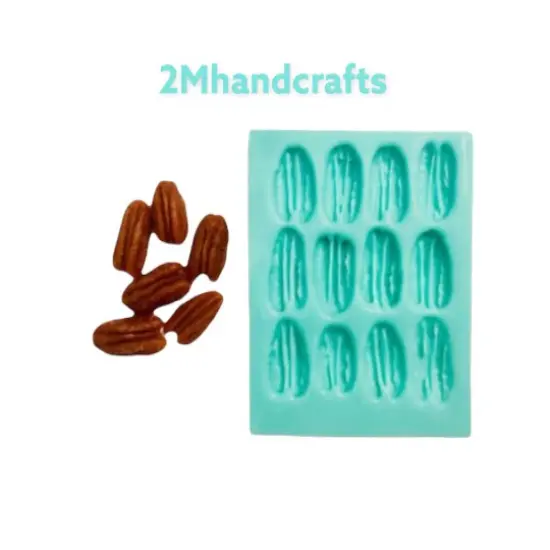 12pc Pecan Shape Silicone Mold | Realistic Food Shape For Soap Embeds | Candle Embeds | Wax Melts Silicone Mold {1}