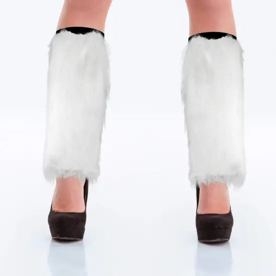 Boot Cuff Leg Warmers - Fluffy White Faux Fur Boots Warmer Cuffs for Women and Girls {3}