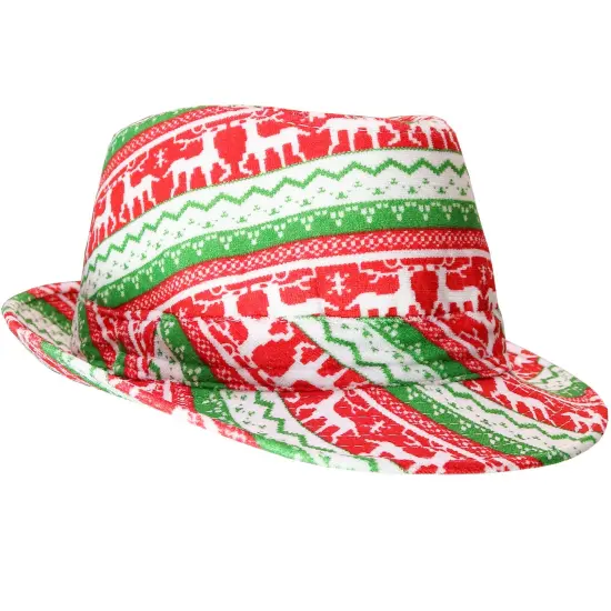 Ugly Sweater Fedora Hat - Funny Christmas Holiday Red and Green Ugly Sweater Party Hat for Adults and Kids {5}