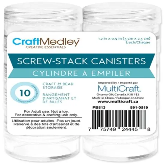 Craft Medley Screw Stack Cannisters 1.2"X.9" 10/Pkg-Empty {1}