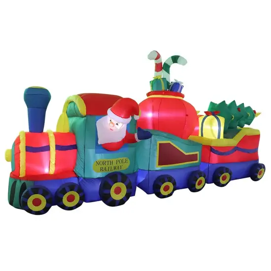 12' Air Blown Inflatable Christmas Train w/ Santa, Presents, and Christmas Tree GTC00052-12 {1}